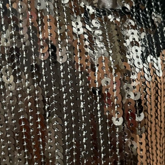 Le Superbe Size 6 NWT Stunning Volcanic Glass Fringed top, lined, back zipper - Picture 7 of 15